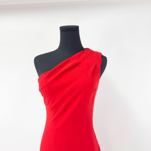 BRAND NEW WITH TAGS RED ONE SHOULDER SINCHED COCKTAIL DRESS - Picture 3 of 12